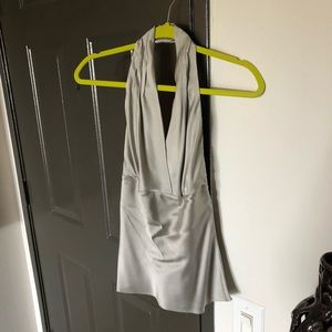 Silver silk halter top